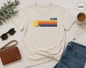 Retro Alaska Shirt, Vintage Alaska Graphic Tee, Alaska Travel Shirt, Mountain Adventure T-Shirt, Nature Lover Gift, National Park Tee