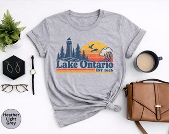 Lake Ontario Shirt, Canada Lake Tee, Retro Canadian Vintage Travel Shirt, Quiet Activism Tee, Lighthouse Lake Lover Gift