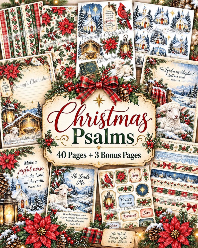 Christmas Psalms Junk Journal Kit, 43 Page Christian Christmas ...