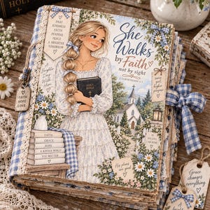 She Walks by Faith #2 Junk Journal Kit, Christian Printable Journal, Scripture Ephemera, Prayer Journal Pages, Faith Junk Journal, Digital