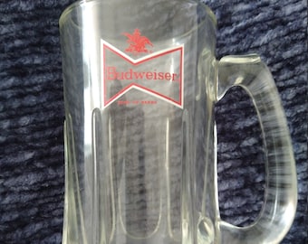 Budweiser Beer glass Mug, Beer mug, Vintage Beer Mug, Drinkware, Barware,