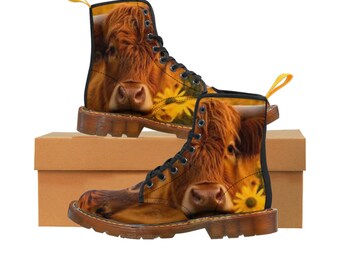 Bottes en toile pour femmes, Highland Cows, bottes pour femmes, bottes, bottes pour filles