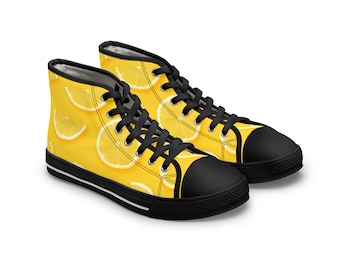 Women's High Top Sneakers, lemon's, summer shoes, summer sneakers, sneakers