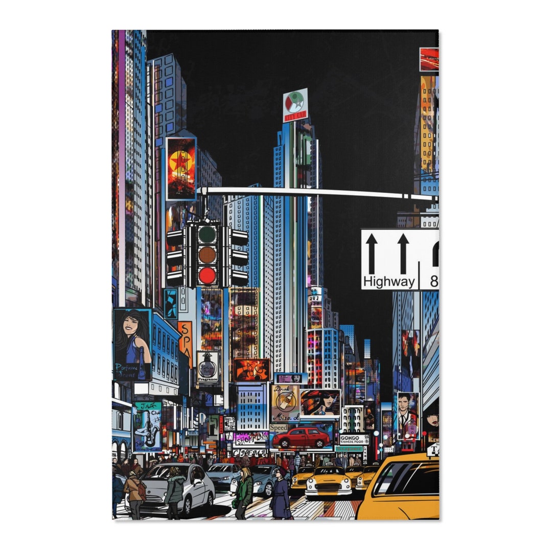 Area Rugs New York City Time Square Rugs Rugs Etsy