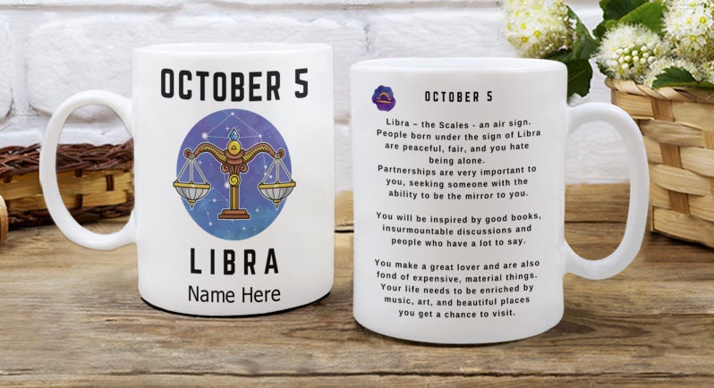 Printed Mug Star Sign Horoscope Libra Ceramic Mug Ideal Gift New 