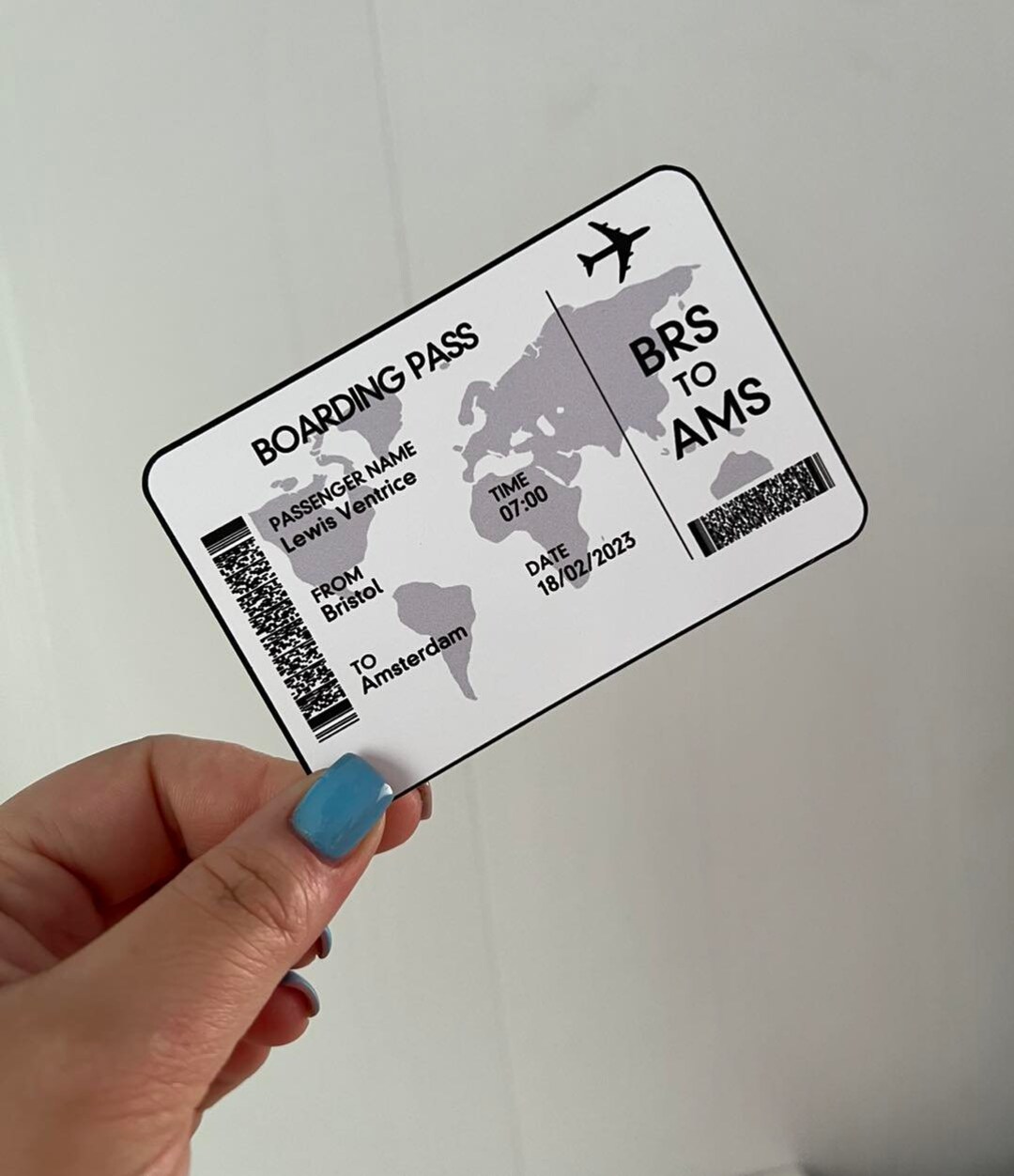 Personalised Custom Boarding Pass Gift Airline Ticket Gift Card Holiday
