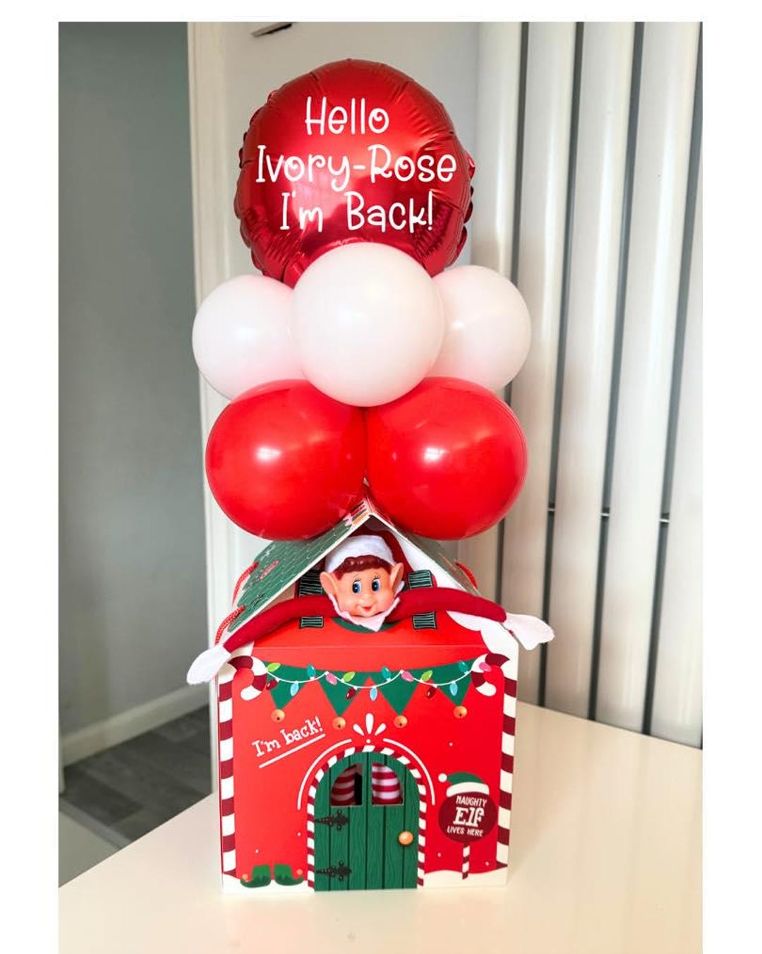 Personalised DIY Elf House Box With Balloons (elf NOT Included) | Elf ...