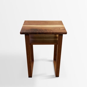Black Walnut Side Table with Shelf | Black Walnut End Table | Adjustable Side Table | Walnut Nightstand