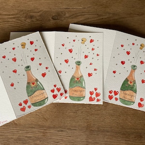 Liefde  : laat de liefde sprankelen !  Handgemaakte originele, unieke wenskaarten. Aquarel.