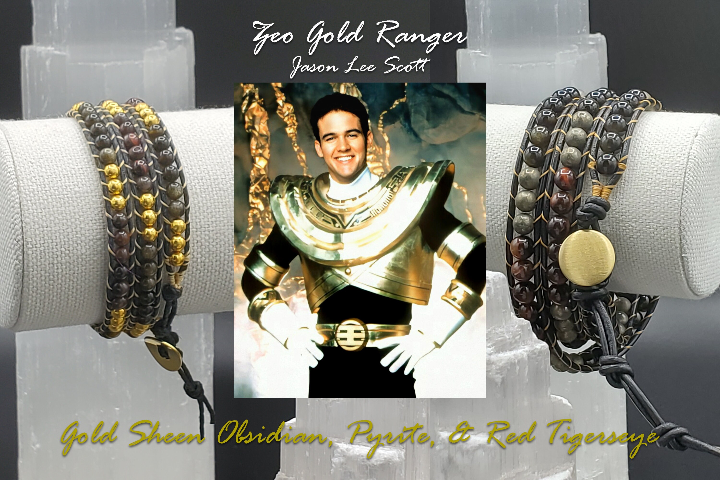 Power Rangers Inspired Beaded Wrap Bracelet Zeo Gold Ranger