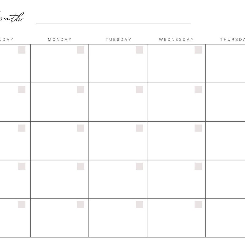 Blank Calendar Pdf - Etsy
