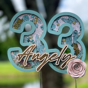 Caketopper birthday, Caketopper 33, woman decoration, woman birthday, party decorations, number caketoppers, fancy caketopper, number topper