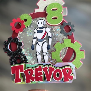Robot cake topper, robot party decor, robot themed birthday decor, cake topper robot, robot cute, robot party, robot theme cake topper