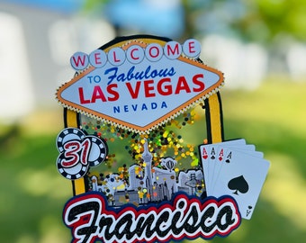 Las Vegas inspired Cake topper, Las Vegas caketopper, Cake topper