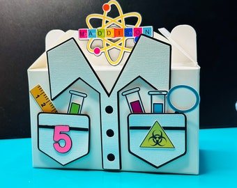 Party lunch box, party lunch box scientist, scientist party, Science Caketopper