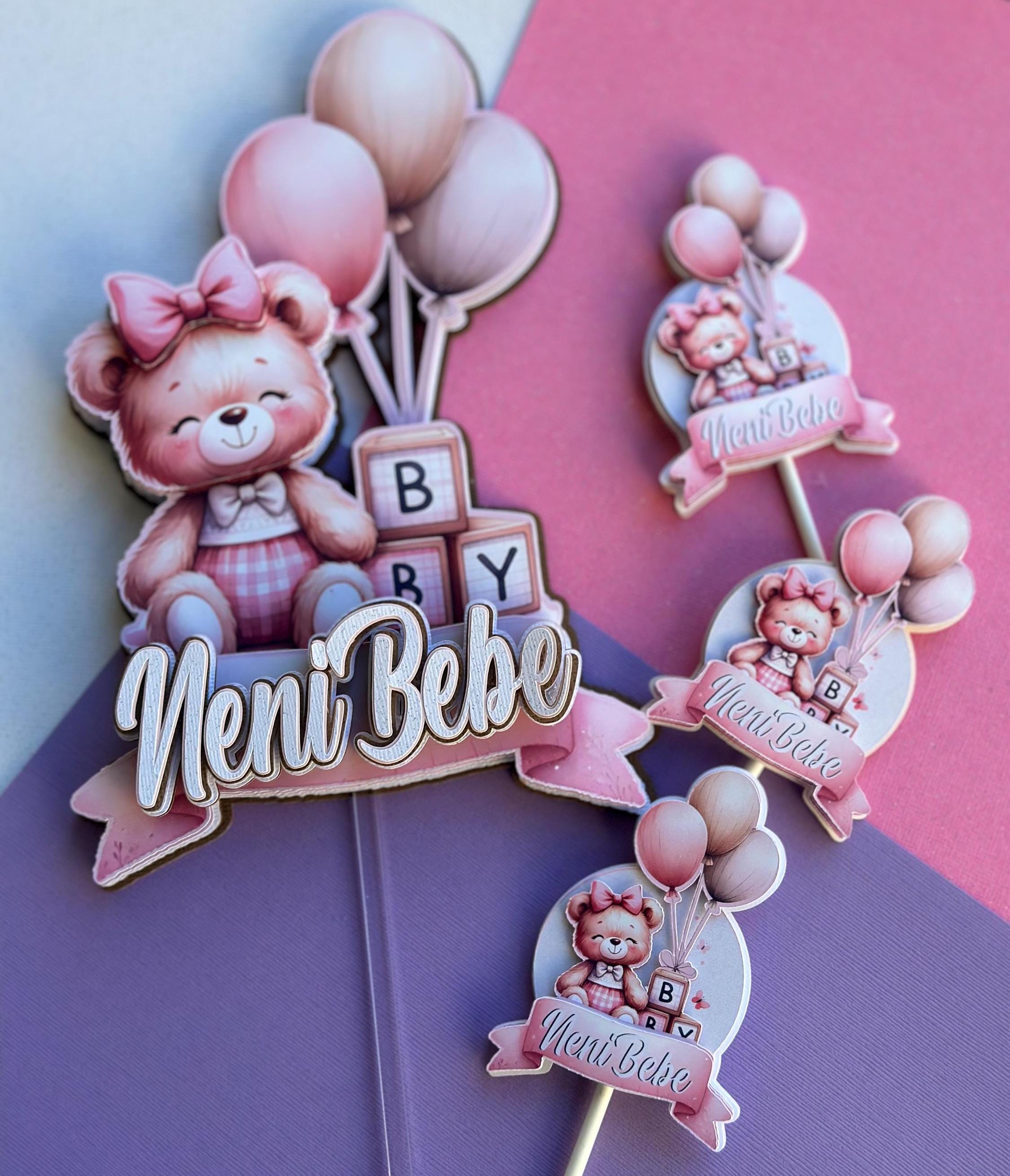 Pink Bear Cake Topper, Baby Shower Birthday Party Decor - Etsy