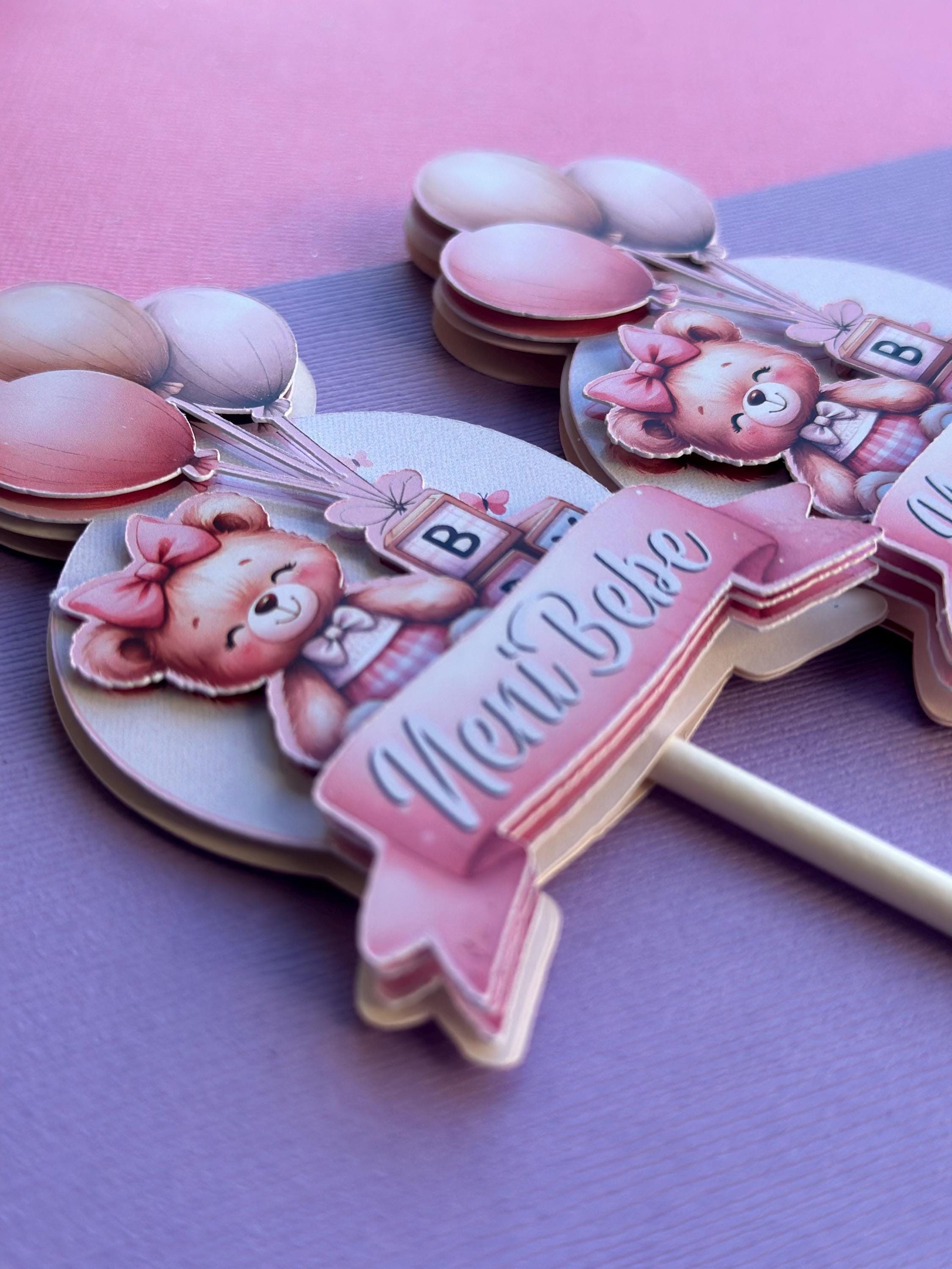 Pink Bear Cake Topper, Baby Shower Birthday Party Decor - Etsy