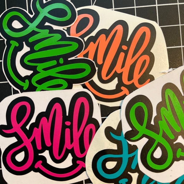 Vinyl decal, vinyl stickers, smile, water bottle, tumblers, smile sticker, smile decal, computer stickers, cup decal, motivation stickers.