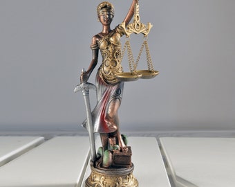 Blind Lady 17.5" Justice Themis Goddess Statue Decor, Statue of Justice Trinket, Housewarming gift, Justice sculpture, Christmas gift idea