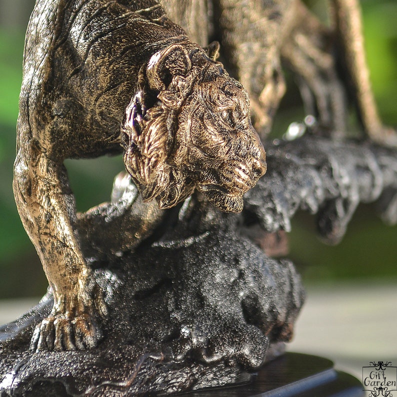 Gold Tiger Statue Large Tiger Statue Big Cat Sculpture Etsy
