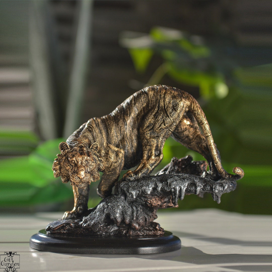 Gold Tiger Statue Large Tiger Statue Big Cat Sculpture Etsy