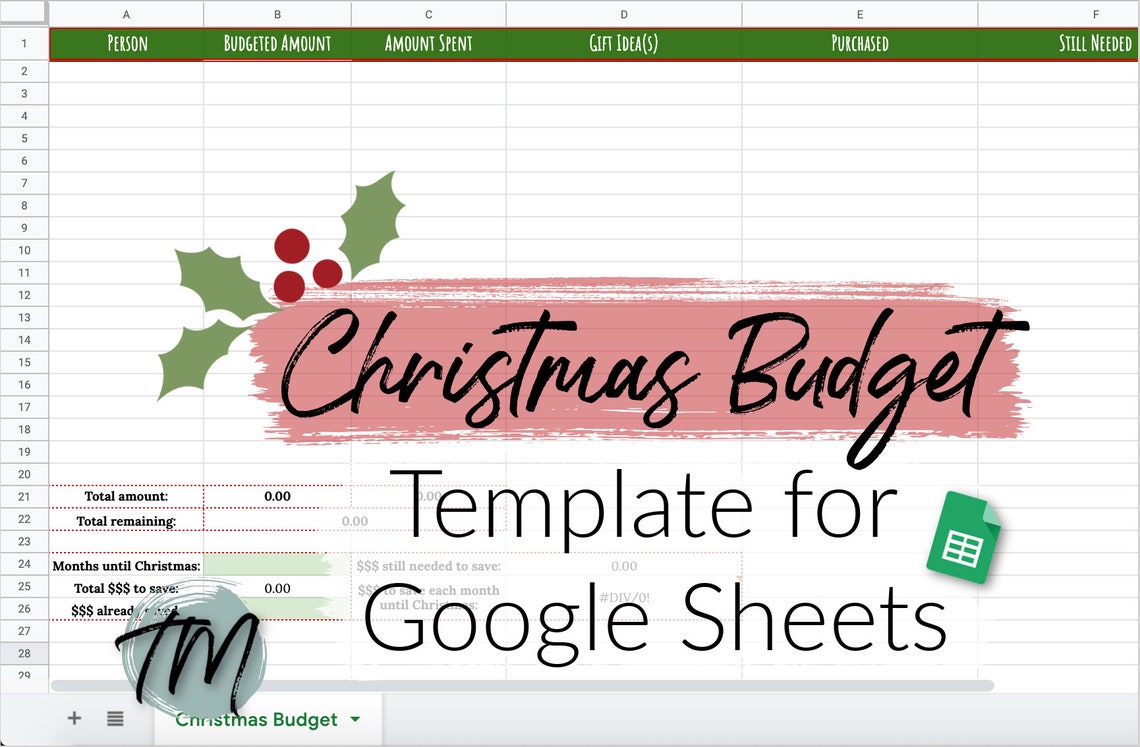 Christmas Budget Template for Google Sheets Etsy Christmas Budget Template for Google Sheets Etsy