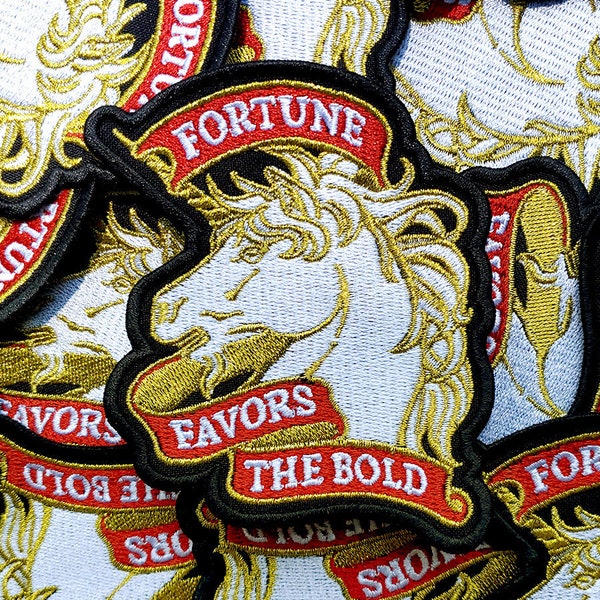 Fortune Favors the Bold Unicorn Banner Embroidered Patch
