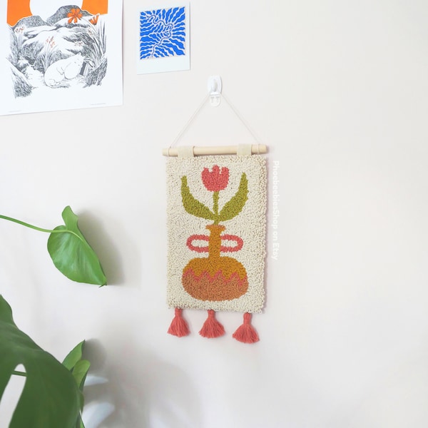 Handmade, punchneedle wall hanging, wall art, home decor, homeware gift ideas, boho style