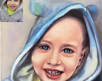 Custom oil portrait from photo, Commission portrait, child painting, handmade painting, Custom oil painting from photo Painted portrait