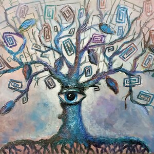 Abstract tree, Contemporary Painting For Living, Abstract Painting Canvas, Original abstract canvas wall art, Acrylic Oil Painting On Canvas