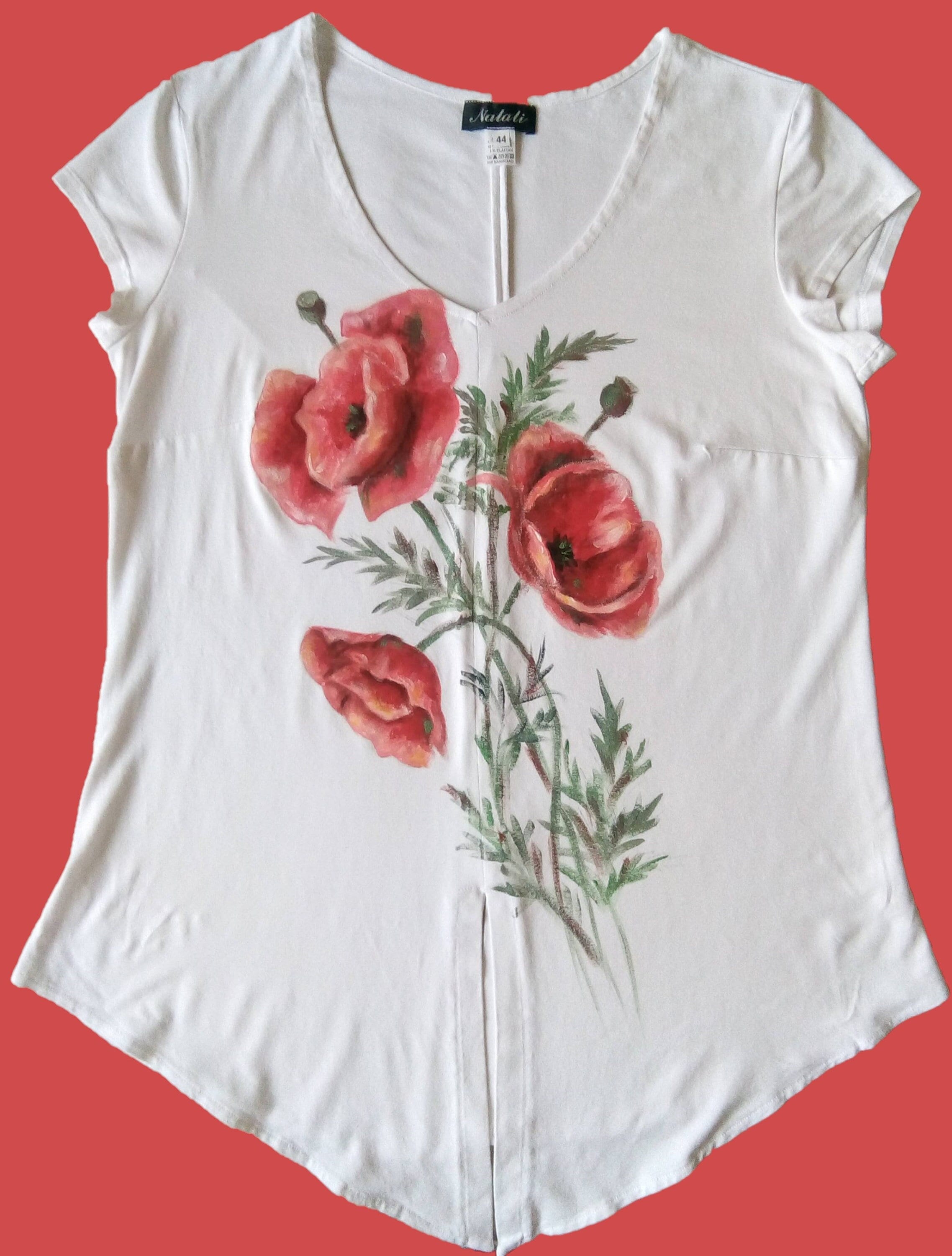 Hand Painted T-shirt, Painted Flowers, Hand Painting on
