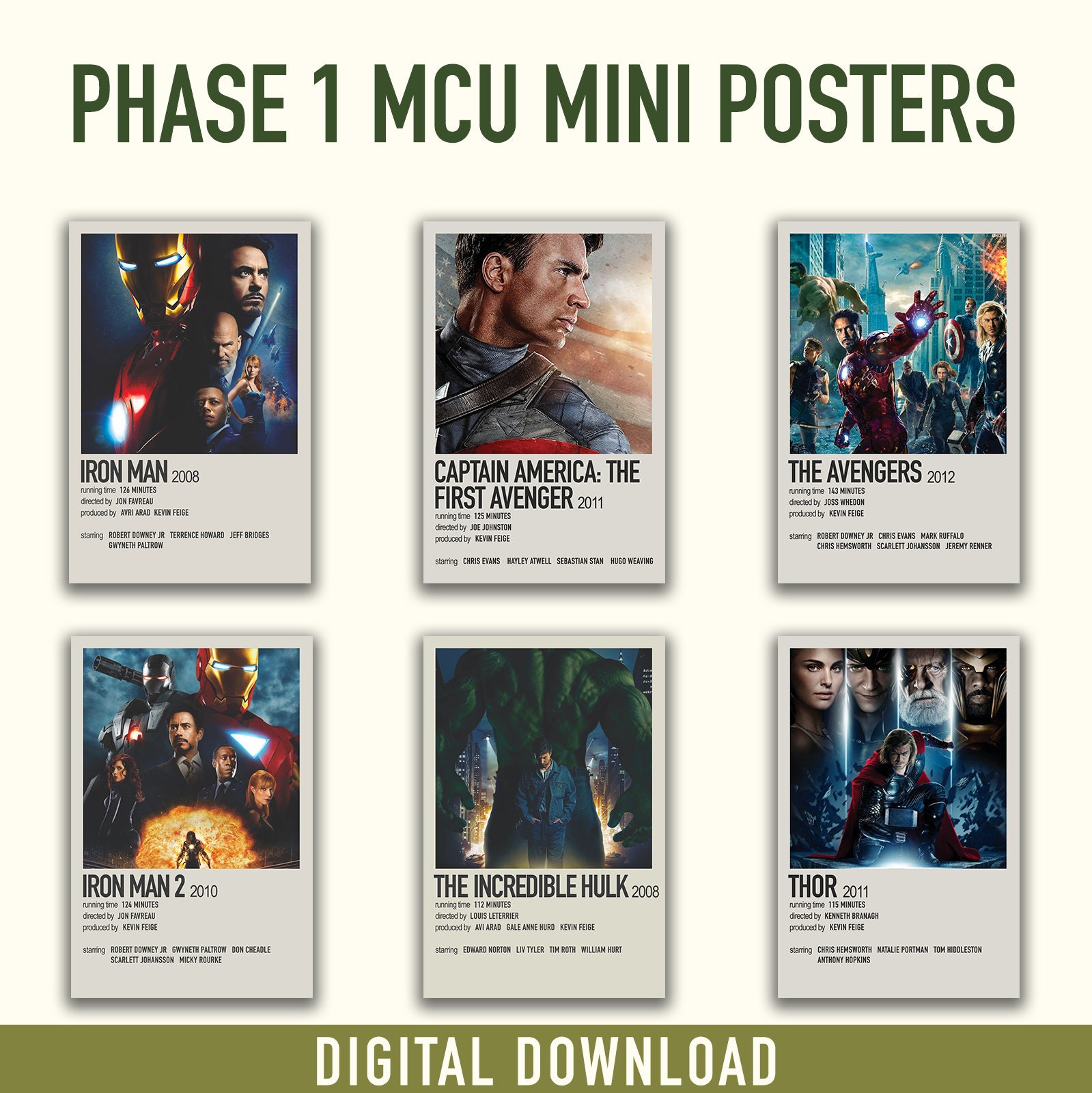 MCU ポスター Phase 1 MCU Mini Posters | Digital Download - Etsy