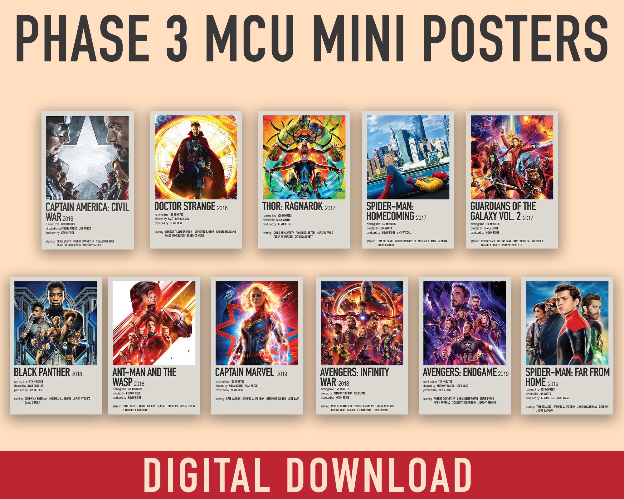 Phase 3 MCU Mini Posters Digital Download - Etsy Canada