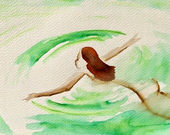 Wild Swimming Watercolour Art Print