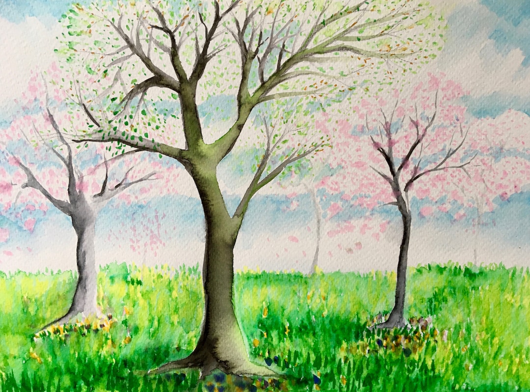 Spring Trees Art Print - Etsy