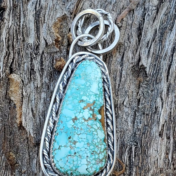 Natural Number 8 Turquoise Sterling Silver Pendant