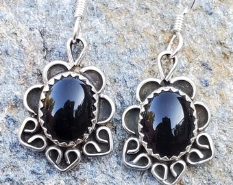 Black Onyx Sterling Silver Earrings