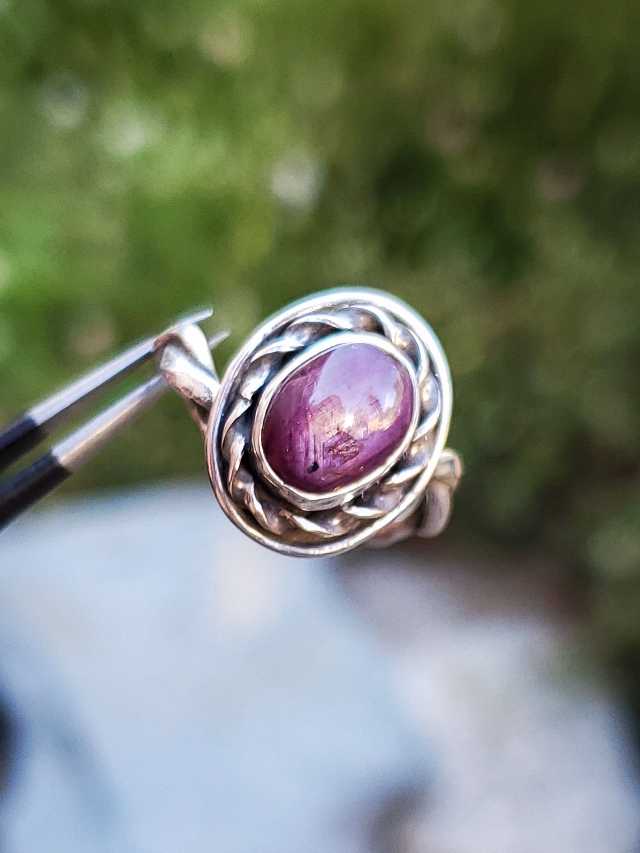 Pink Star Sapphire Sterling Silver Ring | Etsy