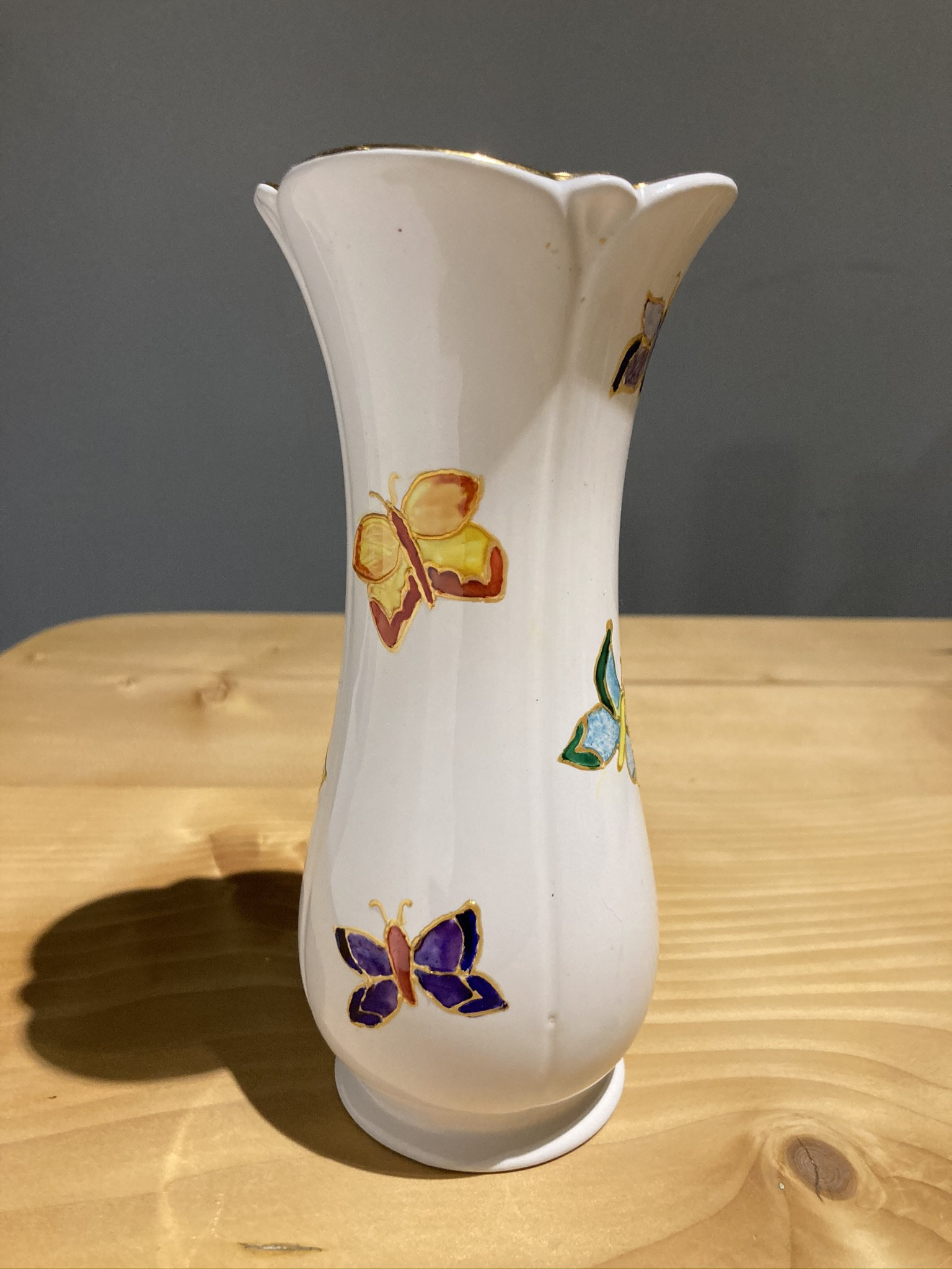 Hand Painted Butterfly Vase Small Ceramic Vase Gold Rim Etsy UK
