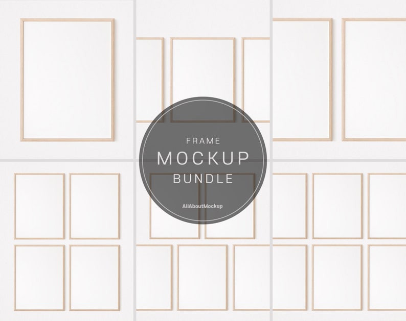 Wooden Frame Mockup, Wood Mockup, Frame Mockup, Bundle, Wall Frame Mockup, Poster Mockup, Wood Mockup, Mock Up, Modern Mockup, Minimalist 画像 1