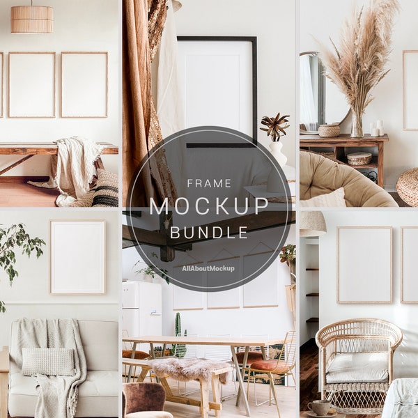 Frame Mockup Bundle, Boho, Frame Mockup, Wall Frame Mockup, Poster Mockup, Interior Mockup, Styled Mockup, Print Mockup, Mock Up Frame