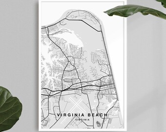 Virginia Beach Map Print | Virginia Beach Poster | Virginia Beach Art
