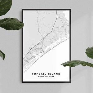 Topsail Island Map Print | Topsail Island Poster | Topsail Island Art