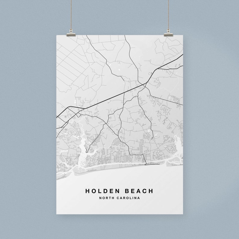 Holden Beach Map Print Holden Beach Poster Holden Beach Art Etsy