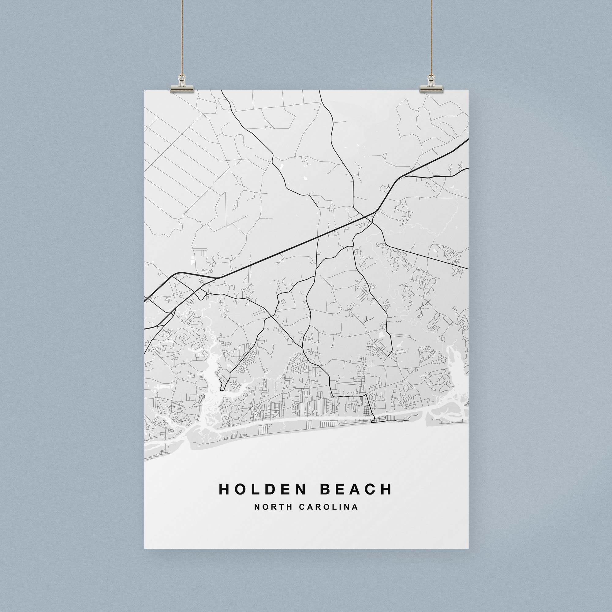 Holden Beach Map Print Holden Beach Poster Holden Beach Art Etsy