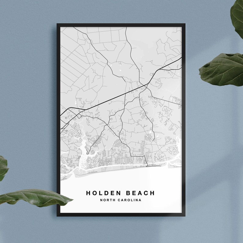 Holden Beach Map Print Holden Beach Poster Holden Beach Art Etsy