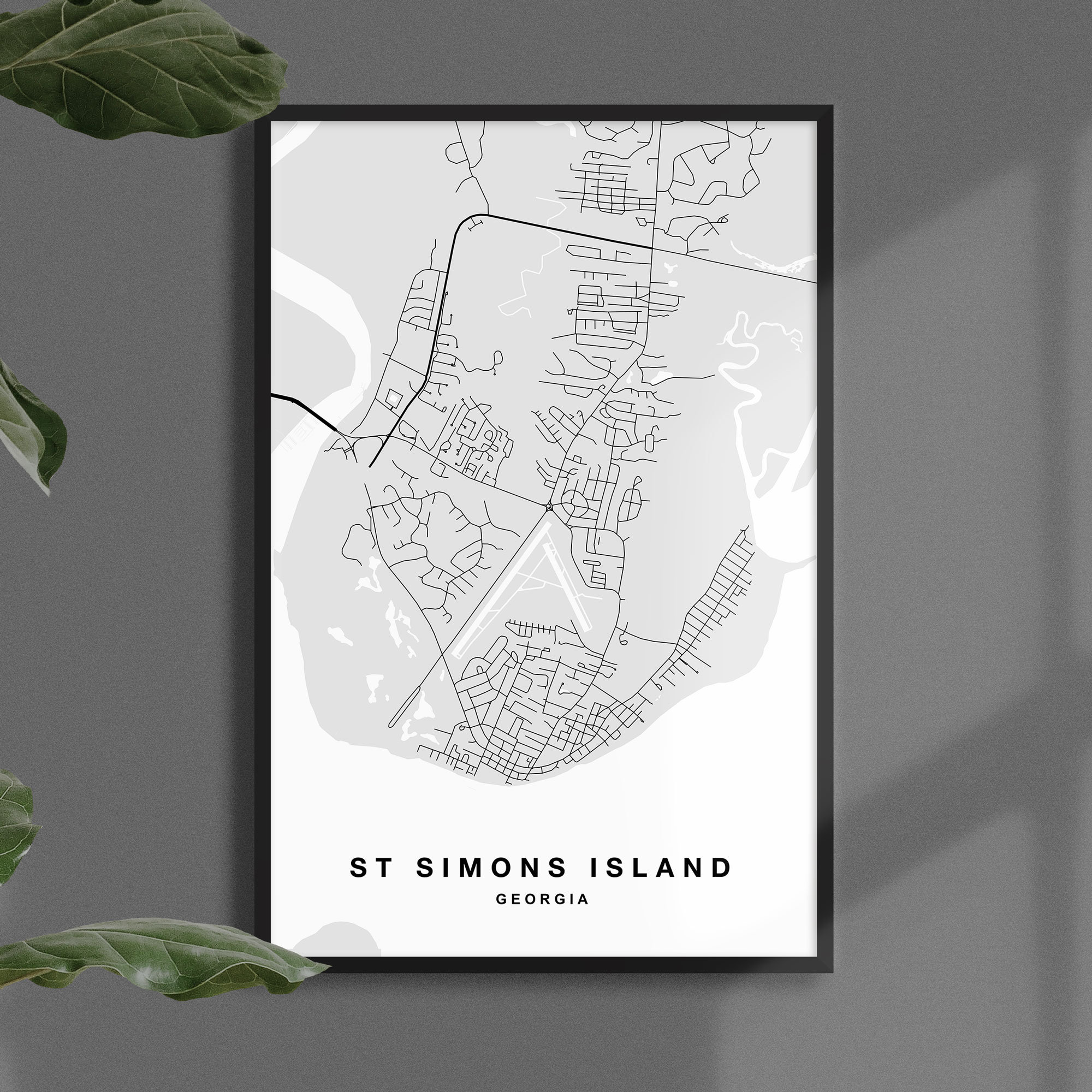 St Simons Island Map Print | St Simons Island Poster | St Simons Island ...