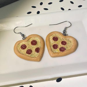 Handmade Heart Pizza Earrings
