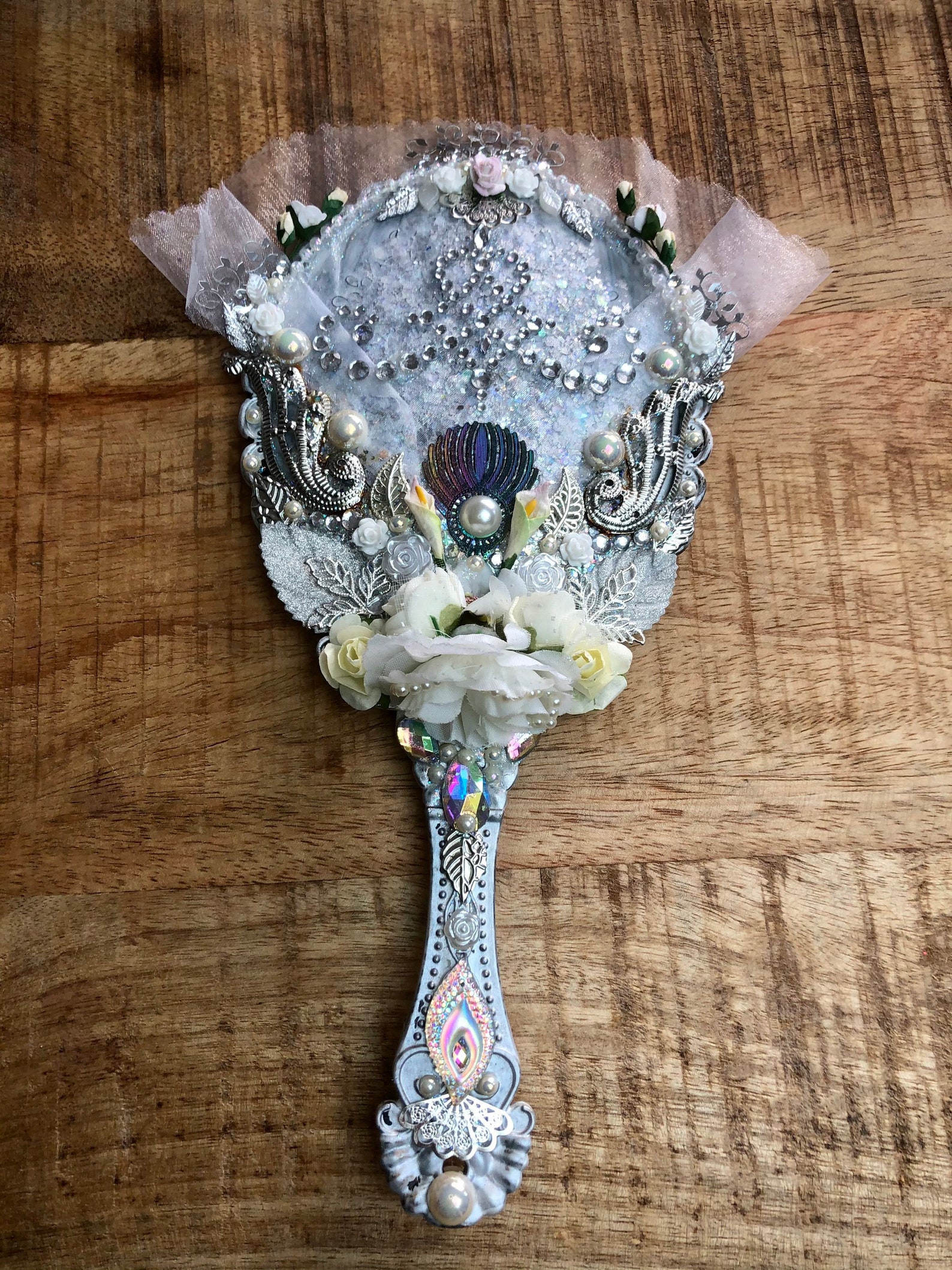 Bespoke hand held mirror the white collection vintage style Etsy