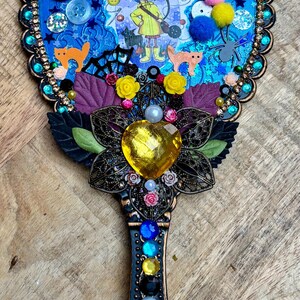 Coraline Handheld Mirror: Gem & Flower Decorated Vanity Mirror image 5